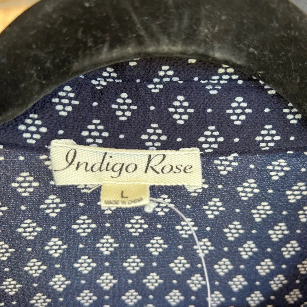 Indigo Rose Sleeveless Navy Floral Midi Dress w/ elastic waist decorative belt - Picture 10 of 10